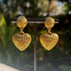 Vintage Avon Puffy Heart Earrings